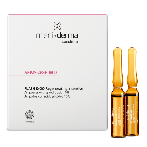 MEDI-DERMA FLASH & GO INTENSĪVAS ĀDAS REGENERĀCIJAS AMPULAS AR GLIKOLSKĀBI, 5 GAB.