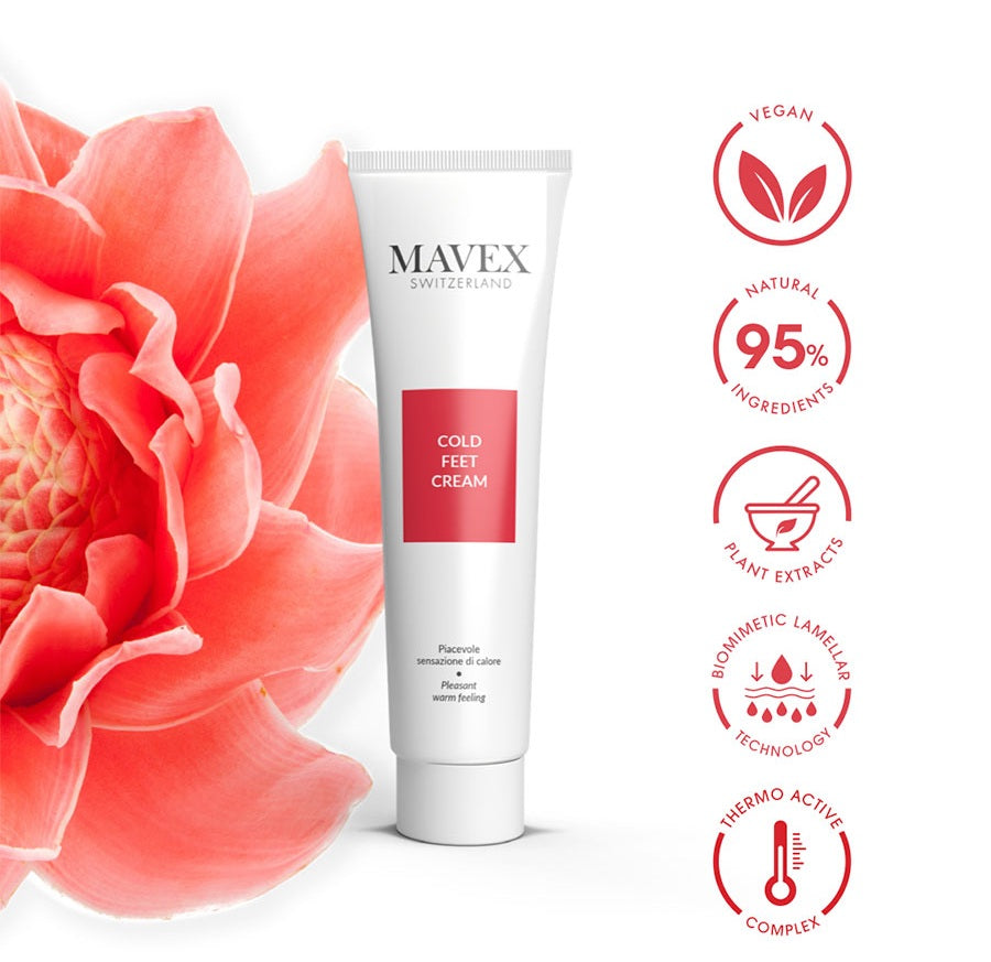 MAVEX Šildantis šaltų pėdų kremas, 100 ml
