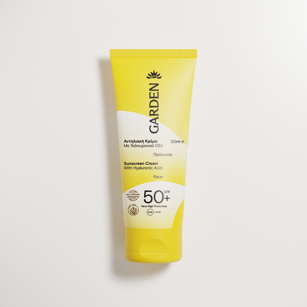 GARDEN Apsauginis veido kremas nuo saulės su hialurono rūgštimi SPF50, 50ml