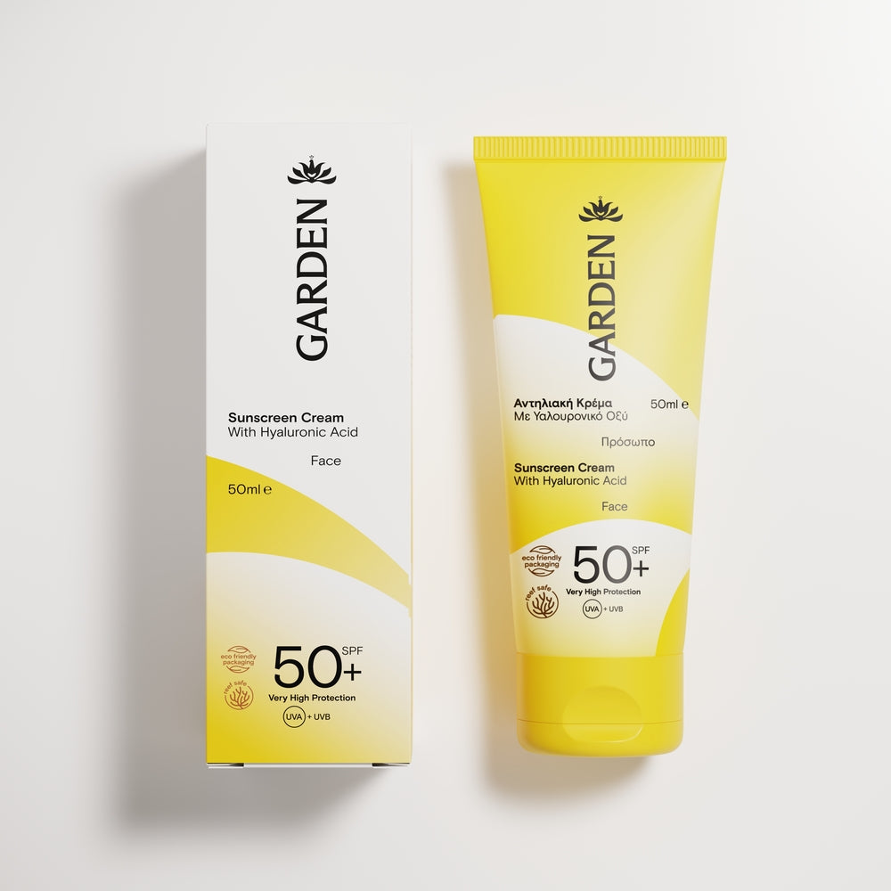 GARDEN Apsauginis veido kremas nuo saulės su hialurono rūgštimi SPF50, 50ml