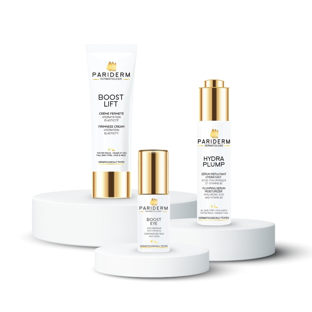 Pariderm mitrinošs un tonizējošs komplekts - Hydra Plump + Boost Lift + Boost Eye