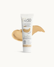 DHYVANA Apsauginis veido kremas nuo saulės SPF 50 (Amber Honey), 50 ml